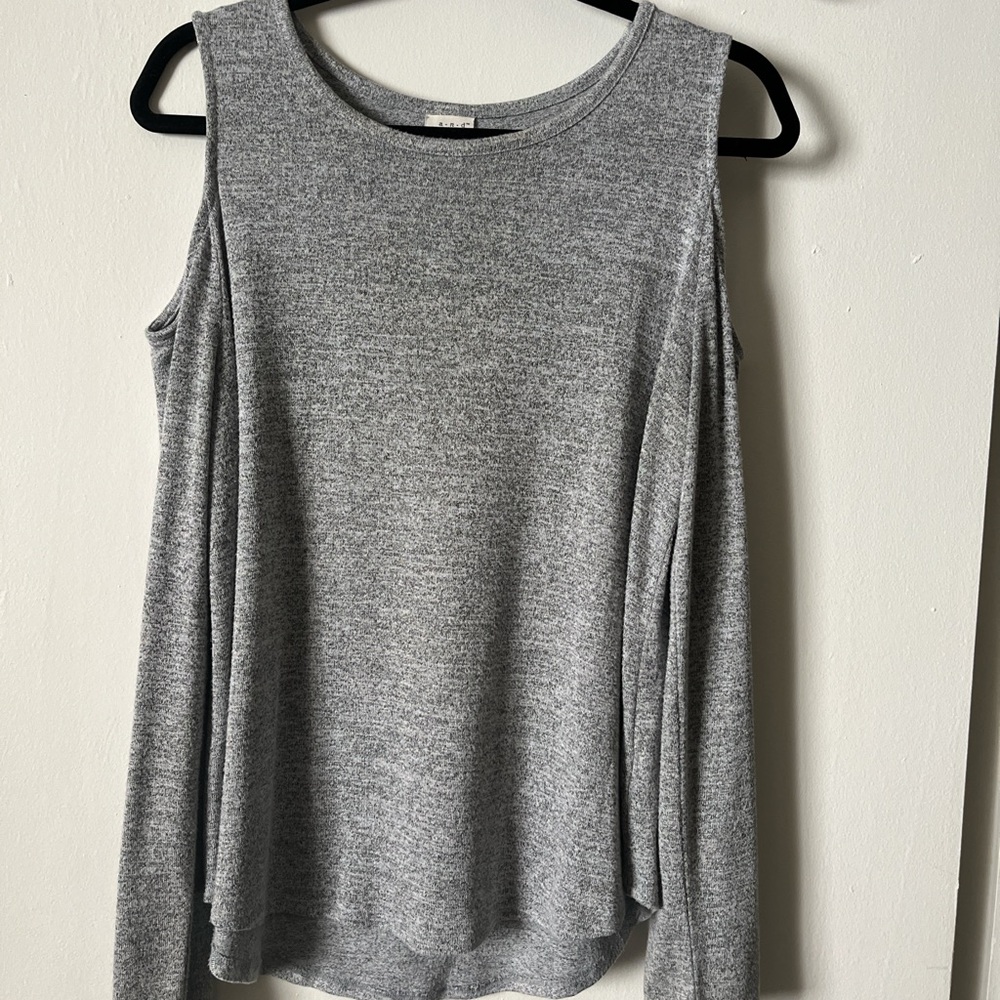A New Day Grey Cold Shoulder Sweater